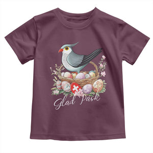 Funny Swedish Easter Day Toddler T Shirt Glad Pask Easter Eggs Cuckoo Bird TS11 Maroon Print Your Wear