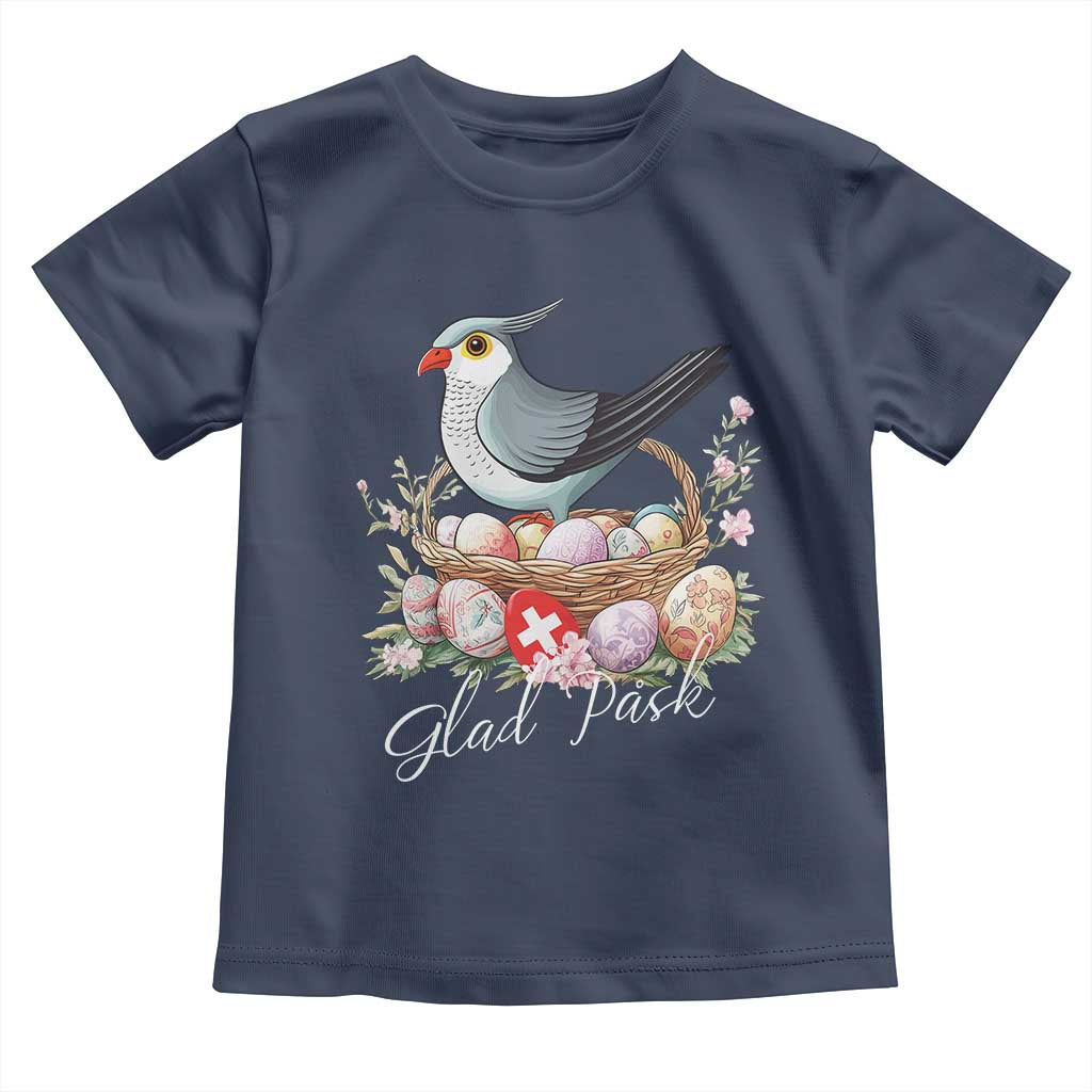 Funny Swedish Easter Day Toddler T Shirt Glad Pask Easter Eggs Cuckoo Bird TS11 Navy Print Your Wear