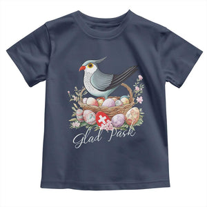 Funny Swedish Easter Day Toddler T Shirt Glad Pask Easter Eggs Cuckoo Bird TS11 Navy Print Your Wear