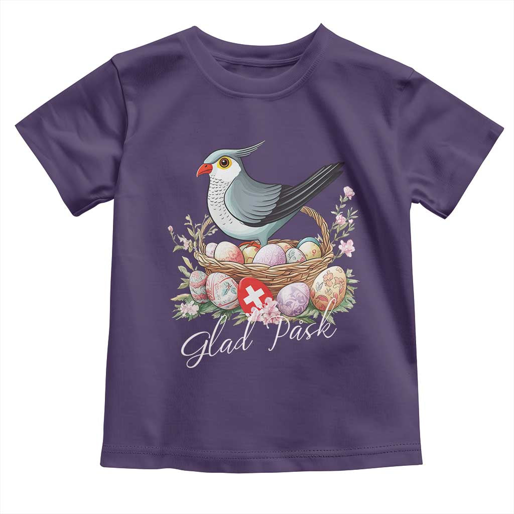 Funny Swedish Easter Day Toddler T Shirt Glad Pask Easter Eggs Cuckoo Bird TS11 Purple Print Your Wear