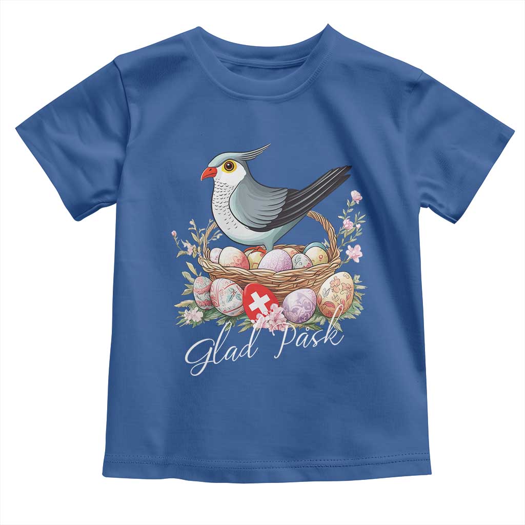 Funny Swedish Easter Day Toddler T Shirt Glad Pask Easter Eggs Cuckoo Bird TS11 Royal Blue Print Your Wear