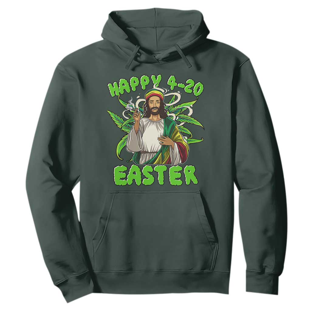 Funny Easter Day Christian Weed Hoodie Happy 420 Easter Jesus Smokes Stoner TS11 Dark Forest Green Print Your Wear