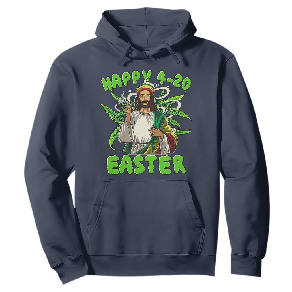 Funny Easter Day Christian Weed Hoodie Happy 420 Easter Jesus Smokes Stoner TS11 Navy Print Your Wear