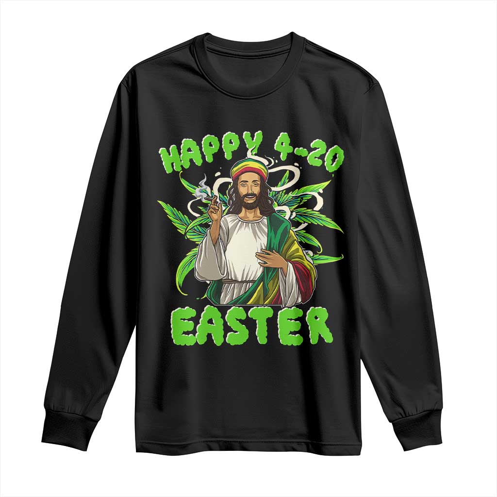 Funny Easter Day Christian Weed Long Sleeve Shirt Happy 420 Easter Jesus Smokes Stoner TS11 Black Print Your Wear