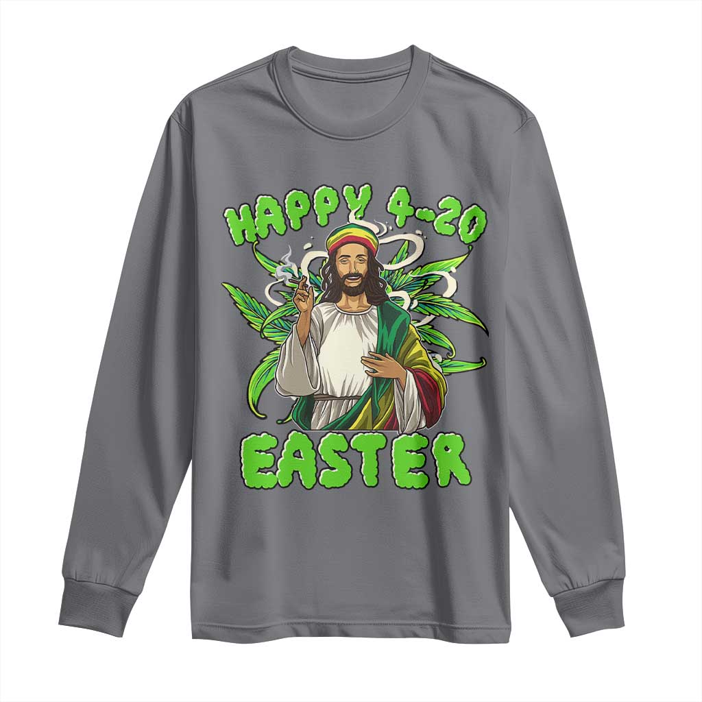 Funny Easter Day Christian Weed Long Sleeve Shirt Happy 420 Easter Jesus Smokes Stoner TS11 Charcoal Print Your Wear