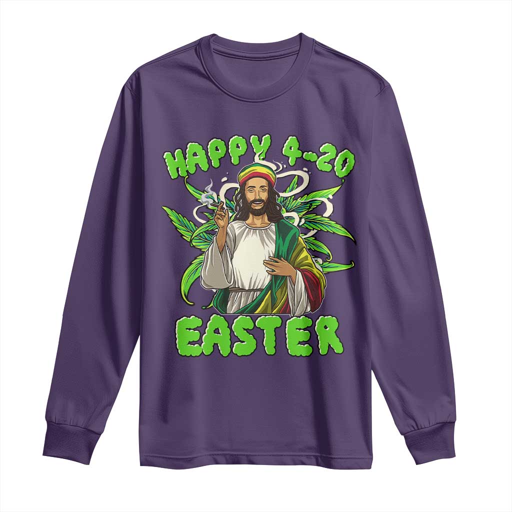 Funny Easter Day Christian Weed Long Sleeve Shirt Happy 420 Easter Jesus Smokes Stoner TS11 Purple Print Your Wear
