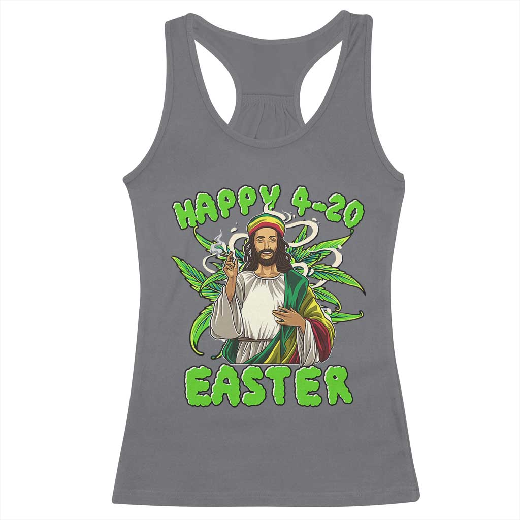 Funny Easter Day Christian Weed Racerback Tank Top Happy 420 Easter Jesus Smokes Stoner TS11 Charcoal Print Your Wear