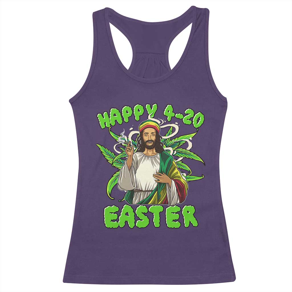 Funny Easter Day Christian Weed Racerback Tank Top Happy 420 Easter Jesus Smokes Stoner TS11 Purple Print Your Wear