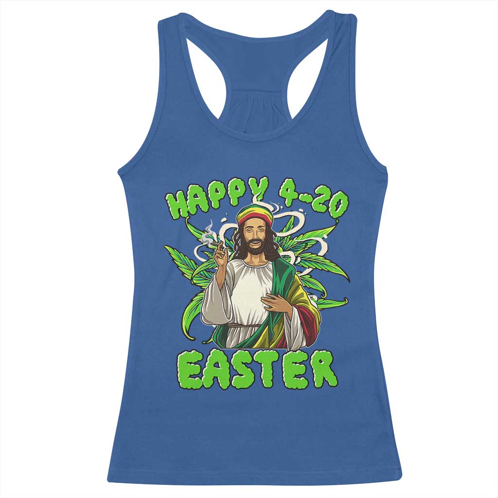 Funny Easter Day Christian Weed Racerback Tank Top Happy 420 Easter Jesus Smokes Stoner TS11 Royal Blue Print Your Wear