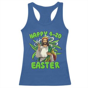 Funny Easter Day Christian Weed Racerback Tank Top Happy 420 Easter Jesus Smokes Stoner TS11 Royal Blue Print Your Wear