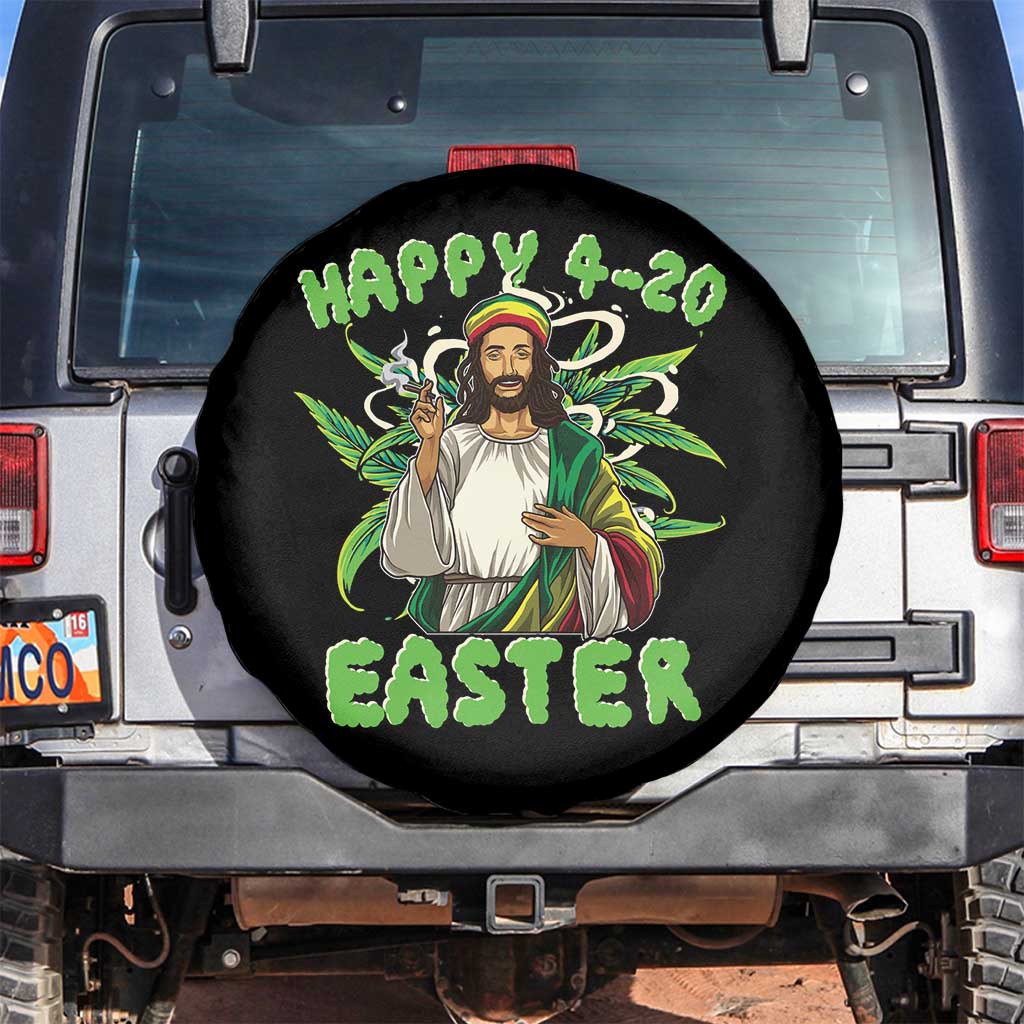 Funny Easter Day Christian Weed Spare Tire Cover Happy 420 Easter Jesus Smokes Stoner TS11 No hole Black Print Your Wear