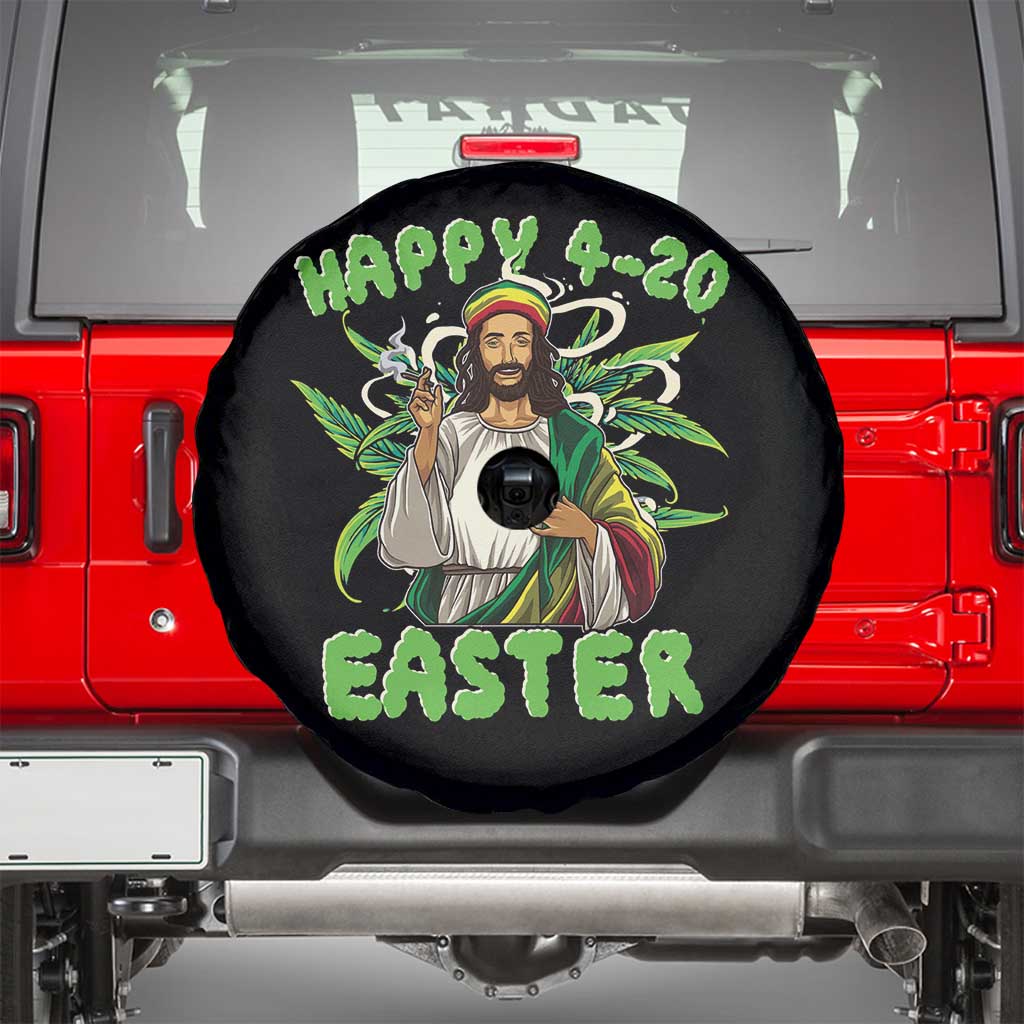 Funny Easter Day Christian Weed Spare Tire Cover Happy 420 Easter Jesus Smokes Stoner TS11 Black Print Your Wear