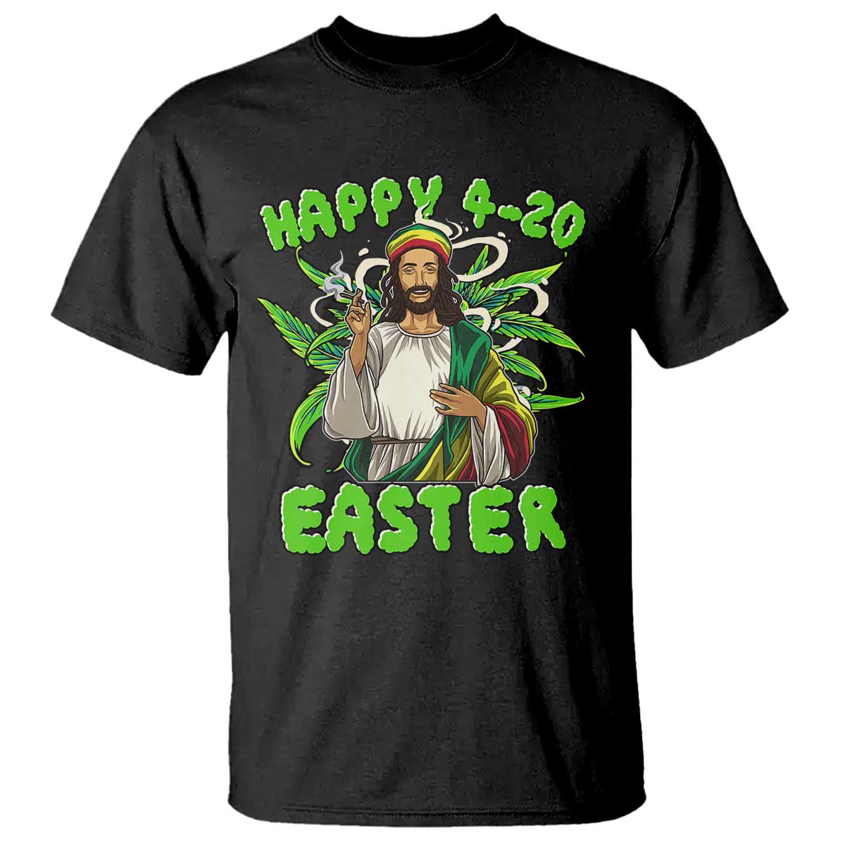 Funny Easter Day Christian Weed T Shirt Happy 420 Easter Jesus Smokes Stoner TS11 Black Print Your Wear
