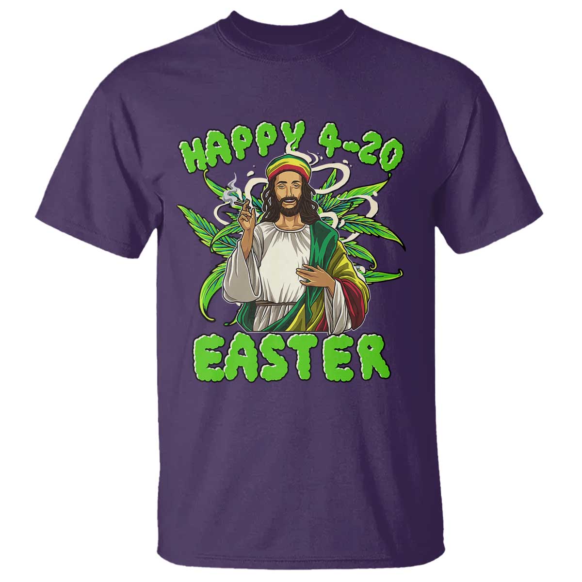 Funny Easter Day Christian Weed T Shirt Happy 420 Easter Jesus Smokes Stoner TS11 Purple Print Your Wear