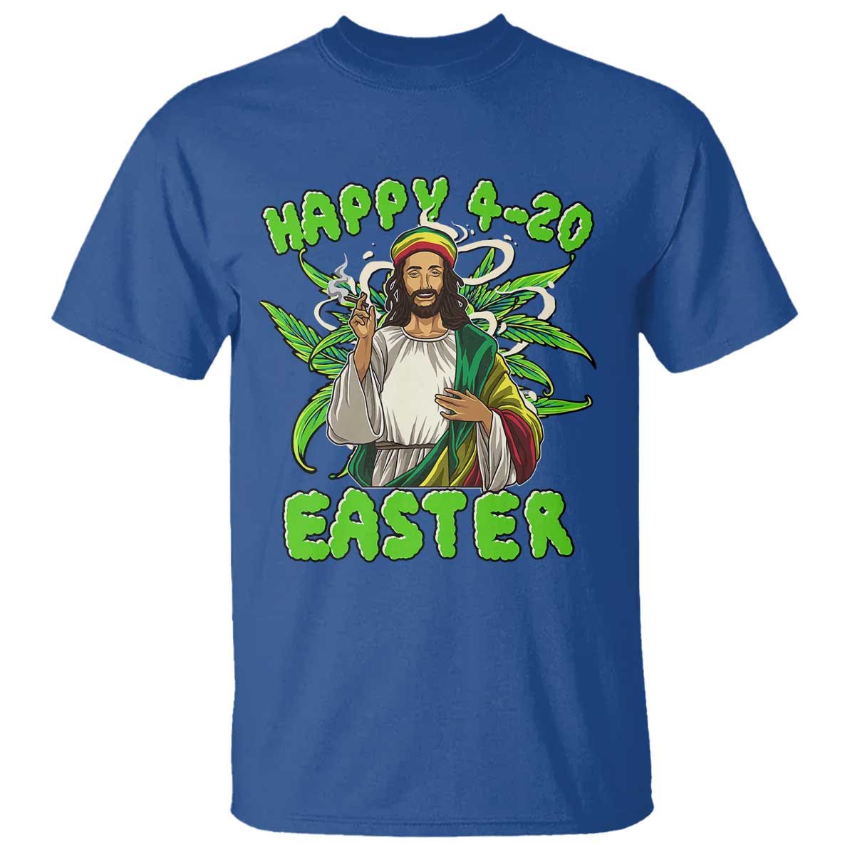 Funny Easter Day Christian Weed T Shirt Happy 420 Easter Jesus Smokes Stoner TS11 Royal Blue Print Your Wear