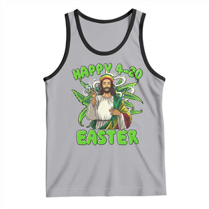 Funny Easter Day Christian Weed Tank Top Happy 420 Easter Jesus Smokes Stoner TS11 Athletic Heather Black Print Your Wear