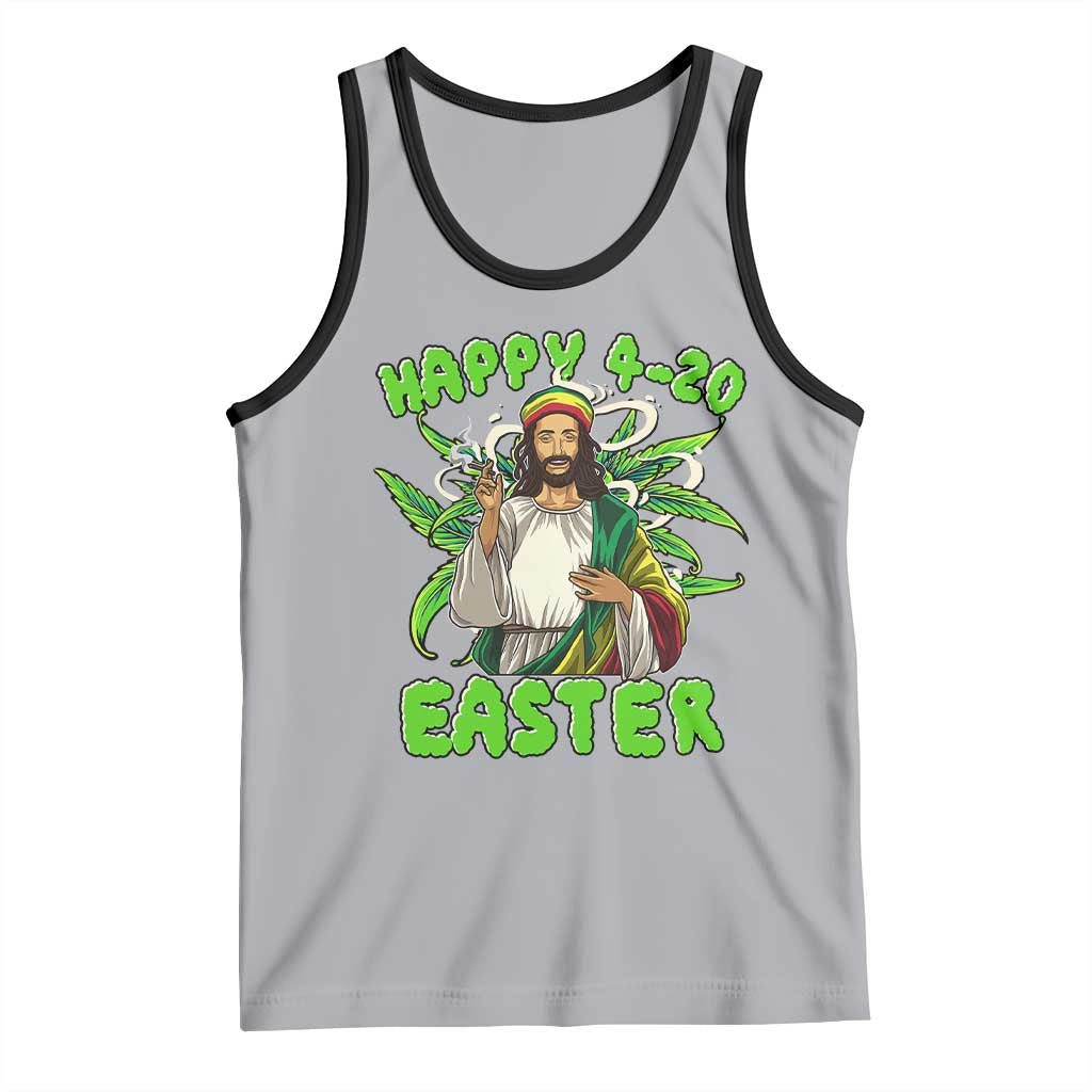 Funny Easter Day Christian Weed Tank Top Happy 420 Easter Jesus Smokes Stoner TS11 Athletic Heather Black Print Your Wear