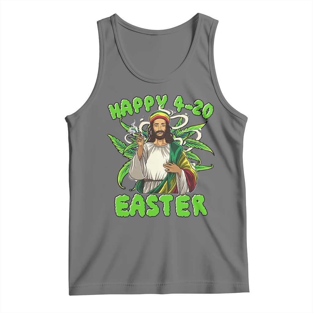 Funny Easter Day Christian Weed Tank Top Happy 420 Easter Jesus Smokes Stoner TS11 Black Heather Print Your Wear
