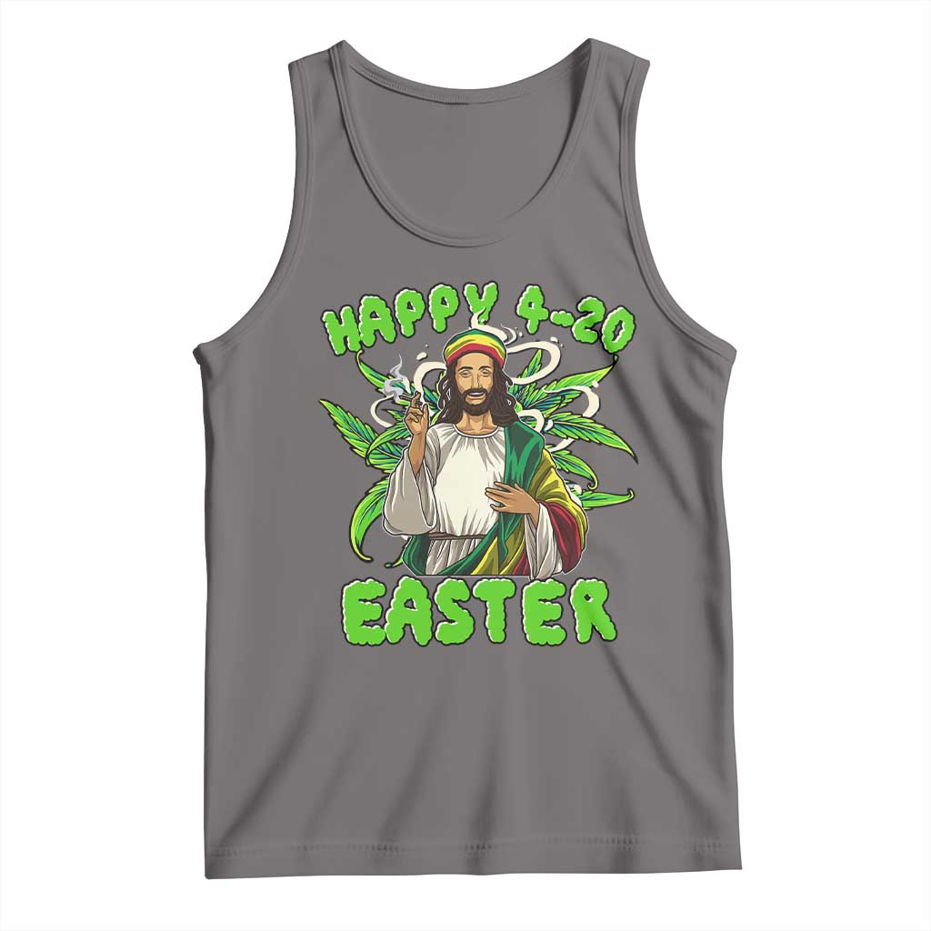 Funny Easter Day Christian Weed Tank Top Happy 420 Easter Jesus Smokes Stoner TS11 Deep Heather Print Your Wear