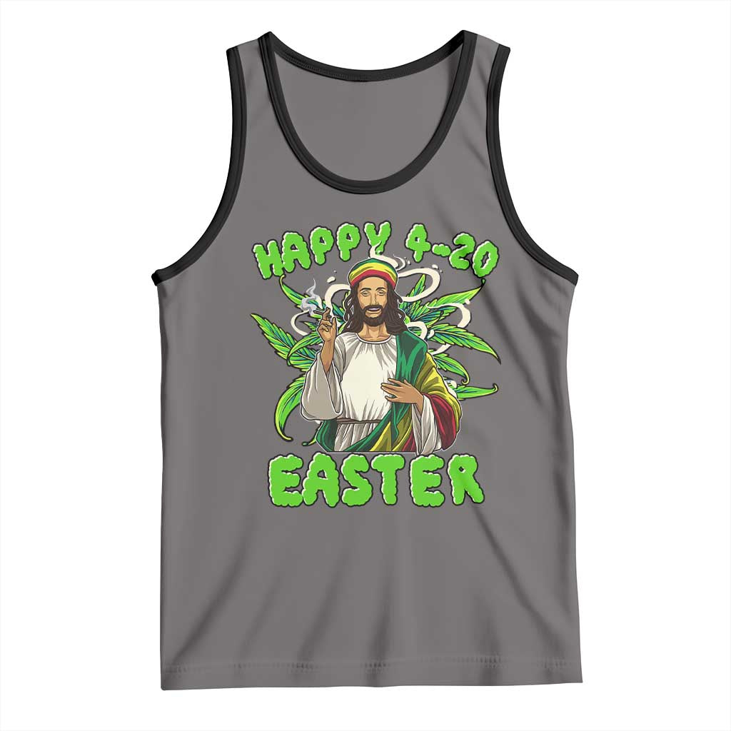 Funny Easter Day Christian Weed Tank Top Happy 420 Easter Jesus Smokes Stoner TS11 Deep Heather Black Print Your Wear