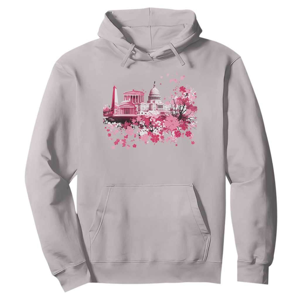 Washington DC Cherry Blossoms Hoodie Capitol Building Monuments Memorials Sakura TS11 Ice Gray Print Your Wear