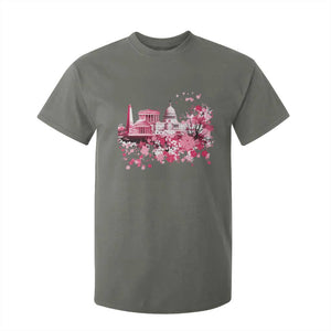 Washington DC Cherry Blossoms T Shirt For Kid Capitol Building Monuments Memorials Sakura TS11 Military Green Print Your Wear