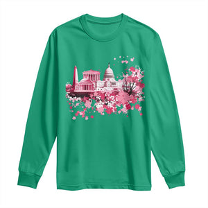 Washington DC Cherry Blossoms Long Sleeve Shirt Capitol Building Monuments Memorials Sakura TS11 Irish Green Print Your Wear