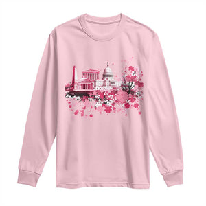 Washington DC Cherry Blossoms Long Sleeve Shirt Capitol Building Monuments Memorials Sakura TS11 Light Pink Print Your Wear