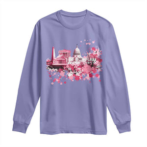 Washington DC Cherry Blossoms Long Sleeve Shirt Capitol Building Monuments Memorials Sakura TS11 Violet Print Your Wear