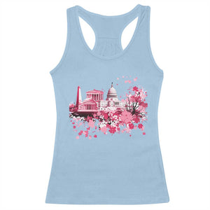 Washington DC Cherry Blossoms Racerback Tank Top Capitol Building Monuments Memorials Sakura TS11 Light Blue Print Your Wear