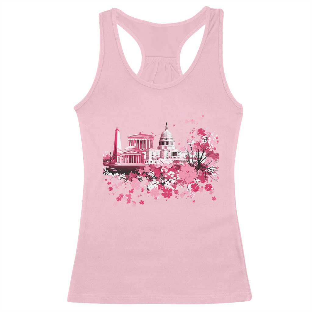 Washington DC Cherry Blossoms Racerback Tank Top Capitol Building Monuments Memorials Sakura TS11 Light Pink Print Your Wear