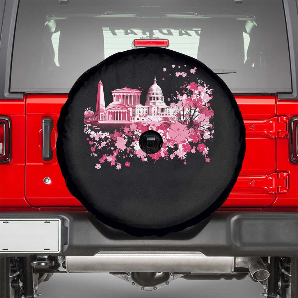 Washington DC Cherry Blossoms Spare Tire Cover Capitol Building Monuments Memorials Sakura TS11 Black Print Your Wear