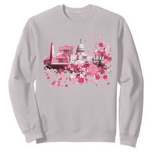 Washington DC Cherry Blossoms Sweatshirt Capitol Building Monuments Memorials Sakura TS11 Ice Gray Print Your Wear