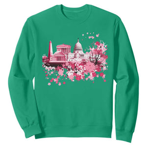 Washington DC Cherry Blossoms Sweatshirt Capitol Building Monuments Memorials Sakura TS11 Irish Green Print Your Wear