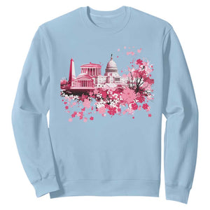 Washington DC Cherry Blossoms Sweatshirt Capitol Building Monuments Memorials Sakura TS11 Light Blue Print Your Wear