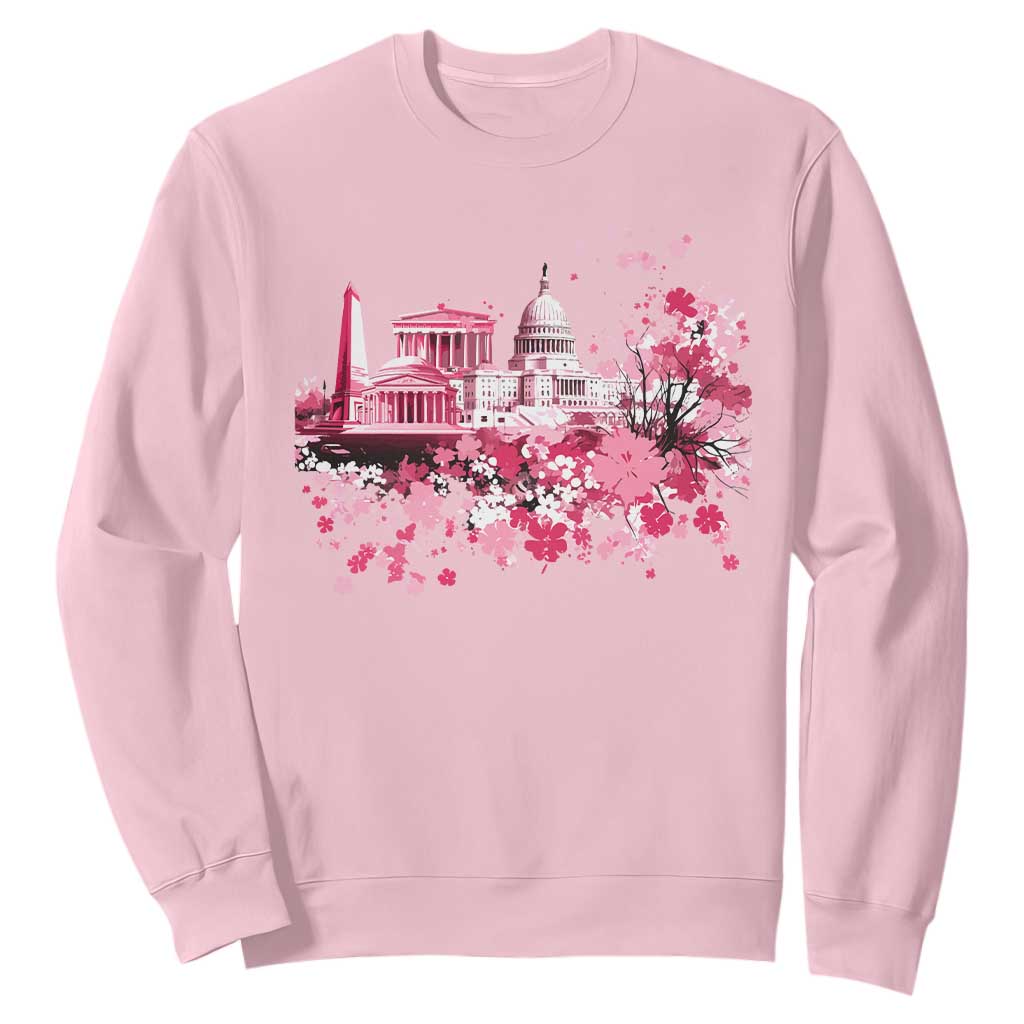 Washington DC Cherry Blossoms Sweatshirt Capitol Building Monuments Memorials Sakura TS11 Light Pink Print Your Wear