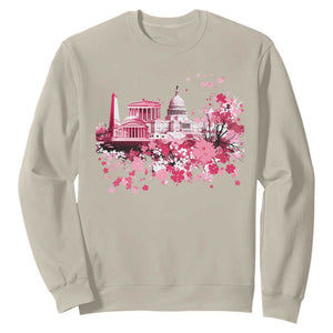 Washington DC Cherry Blossoms Sweatshirt Capitol Building Monuments Memorials Sakura TS11 Sand Print Your Wear