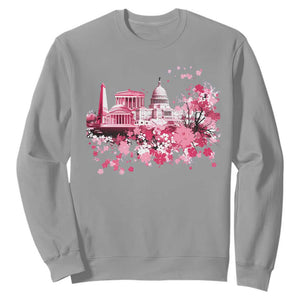Washington DC Cherry Blossoms Sweatshirt Capitol Building Monuments Memorials Sakura TS11 Sport Gray Print Your Wear