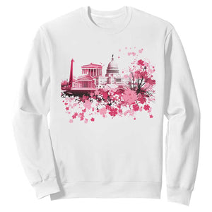 Washington DC Cherry Blossoms Sweatshirt Capitol Building Monuments Memorials Sakura TS11 White Print Your Wear