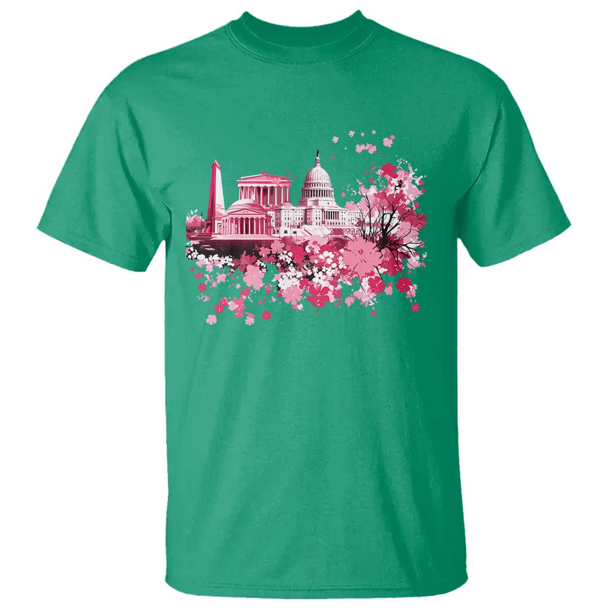 Washington DC Cherry Blossoms T Shirt Capitol Building Monuments Memorials Sakura TS11 Irish Green Print Your Wear