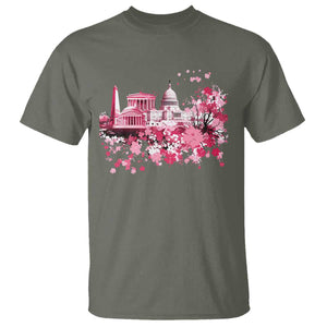 Washington DC Cherry Blossoms T Shirt Capitol Building Monuments Memorials Sakura TS11 Military Green Print Your Wear