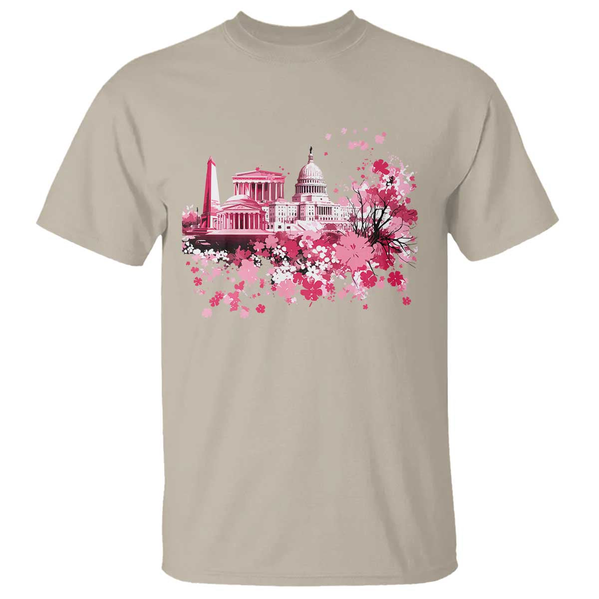Washington DC Cherry Blossoms T Shirt Capitol Building Monuments Memorials Sakura TS11 Sand Print Your Wear