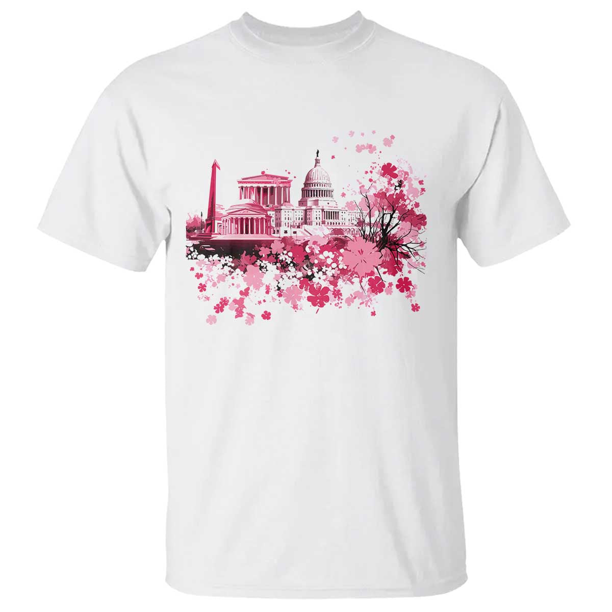 Washington DC Cherry Blossoms T Shirt Capitol Building Monuments Memorials Sakura TS11 White Print Your Wear