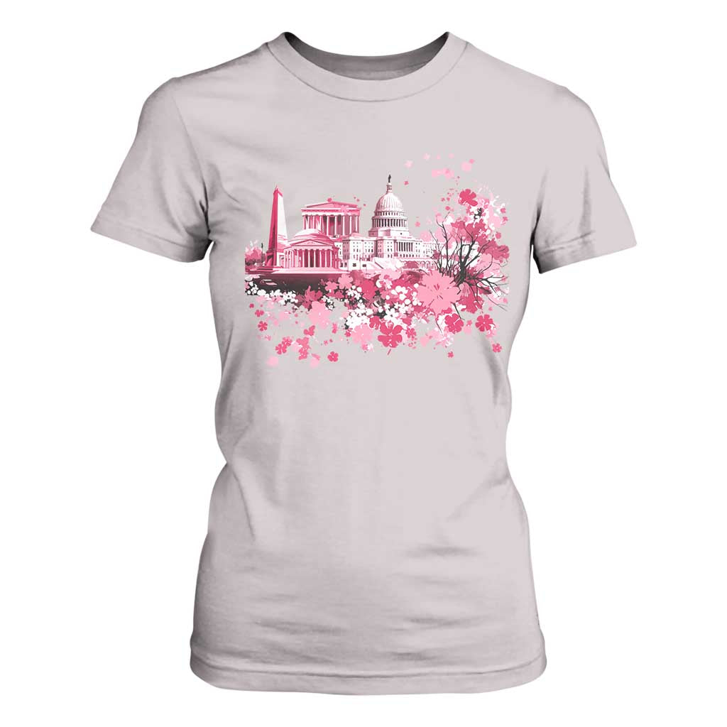 Washington DC Cherry Blossoms T Shirt For Women Capitol Building Monuments Memorials Sakura TS11 Ice Gray Print Your Wear