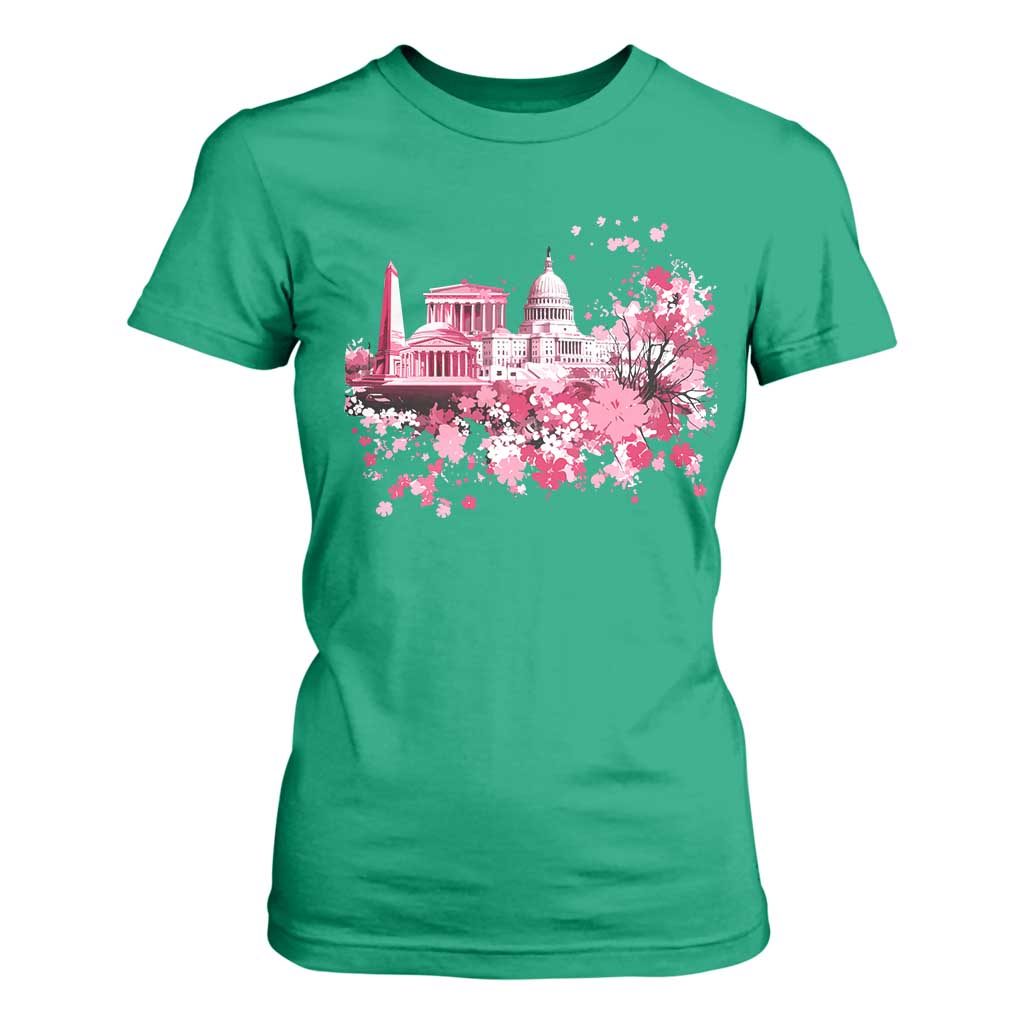 Washington DC Cherry Blossoms T Shirt For Women Capitol Building Monuments Memorials Sakura TS11 Irish Green Print Your Wear