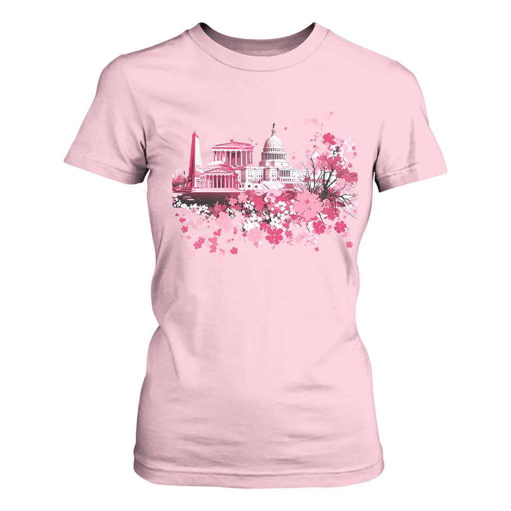 Washington DC Cherry Blossoms T Shirt For Women Capitol Building Monuments Memorials Sakura TS11 Light Pink Print Your Wear