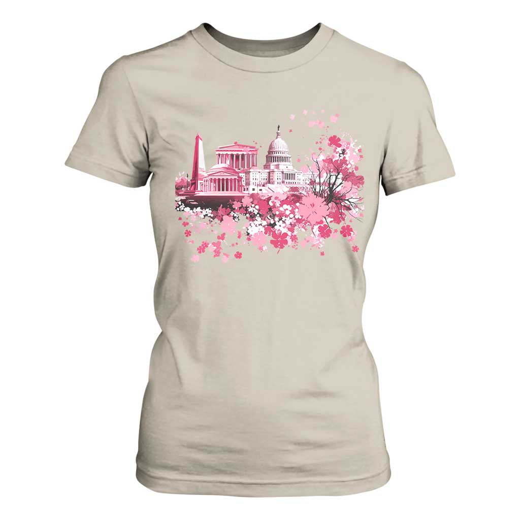 Washington DC Cherry Blossoms T Shirt For Women Capitol Building Monuments Memorials Sakura TS11 Sand Print Your Wear