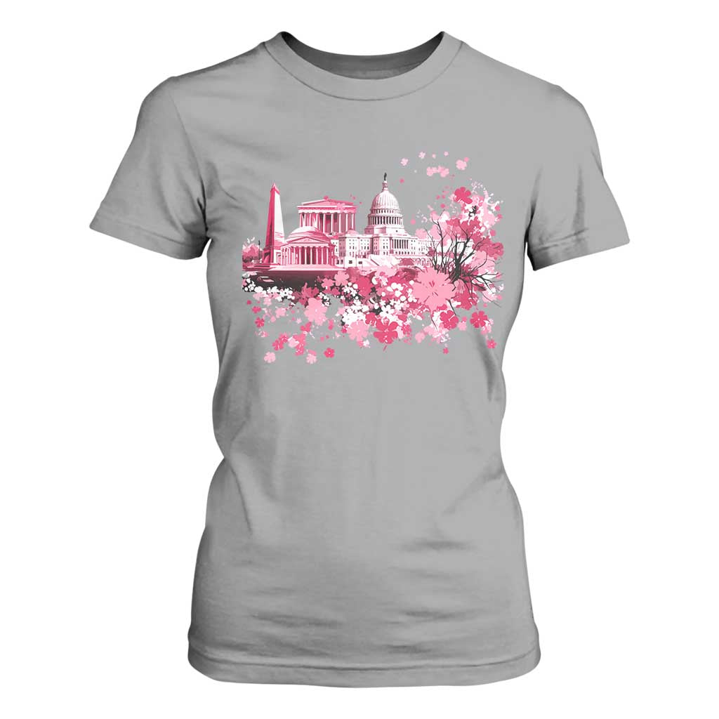 Washington DC Cherry Blossoms T Shirt For Women Capitol Building Monuments Memorials Sakura TS11 Sport Gray Print Your Wear