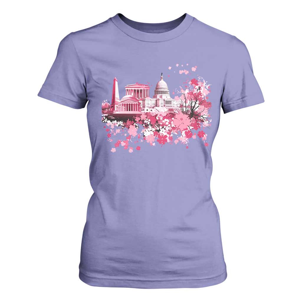 Washington DC Cherry Blossoms T Shirt For Women Capitol Building Monuments Memorials Sakura TS11 Violet Print Your Wear
