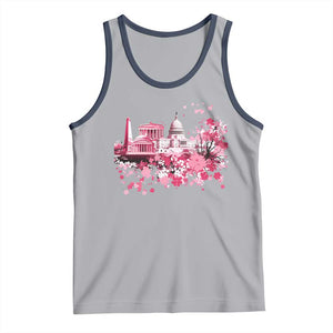 Washington DC Cherry Blossoms Tank Top Capitol Building Monuments Memorials Sakura TS11 Athletic Heather Navy Print Your Wear